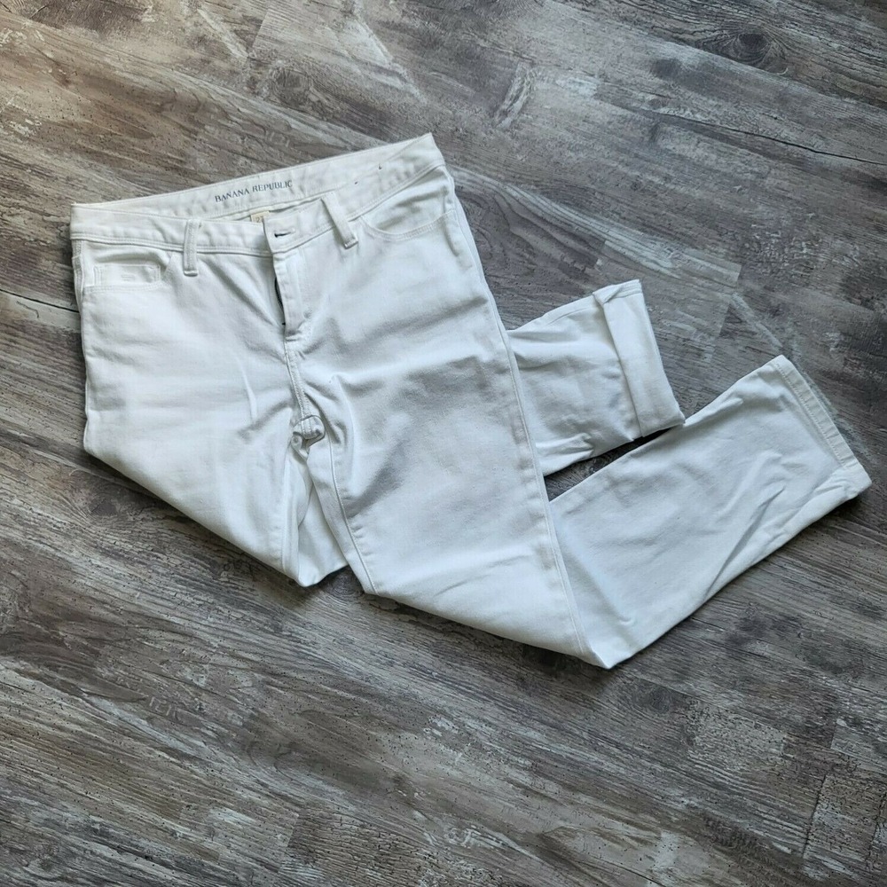 Banana Republic Womens White Skinny Jeans Size 27 Cotton Cuff Rollup Capri Pant - Picture 2 of 12